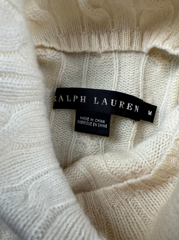 Ralph Lauren Cable Knit Turtleneck Sweater - M - Think Vintage ltd