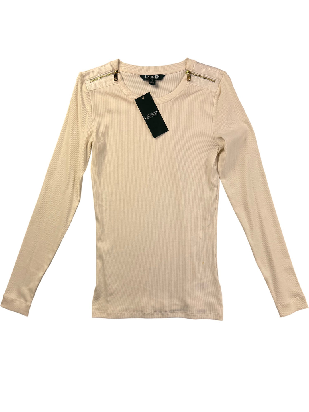 Ralph Lauren Long Sleeve Cream Top - Think Vintage ltd