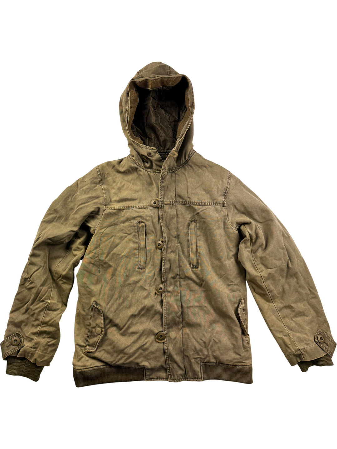 Rapidly Hooded Jacket Khaki - M - Think Vintage