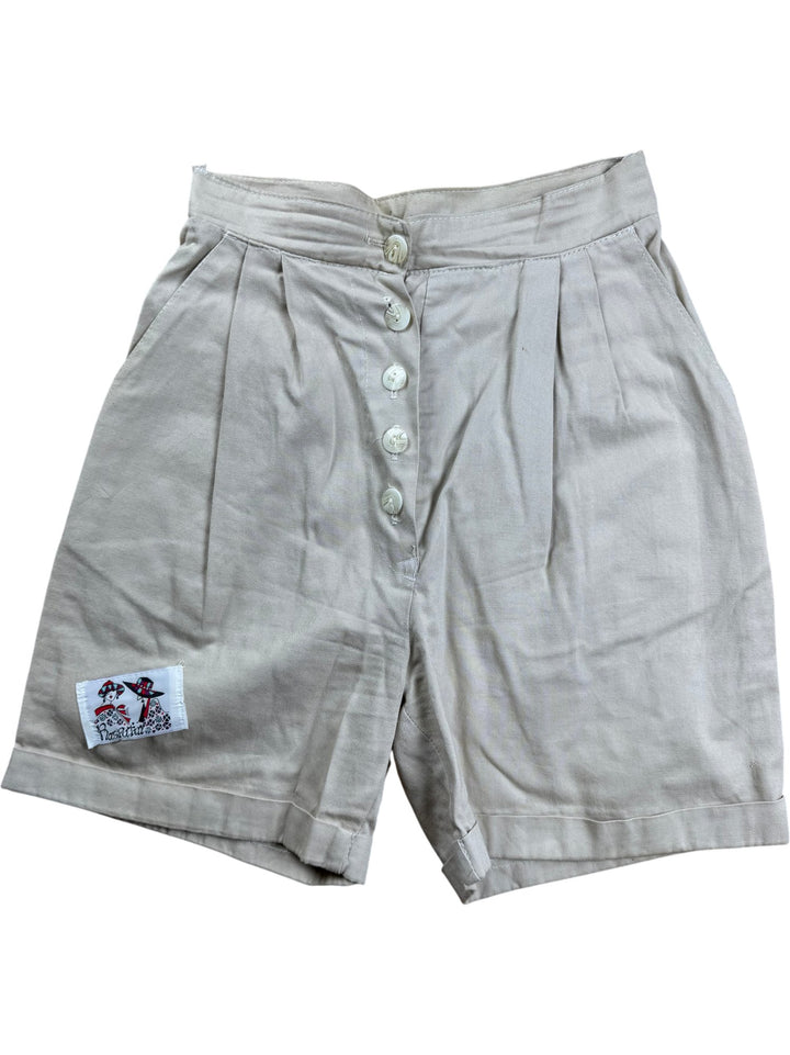 Rasputin Beige Button-Up Cotton Chino Shorts - W27 - Think Vintage ltd