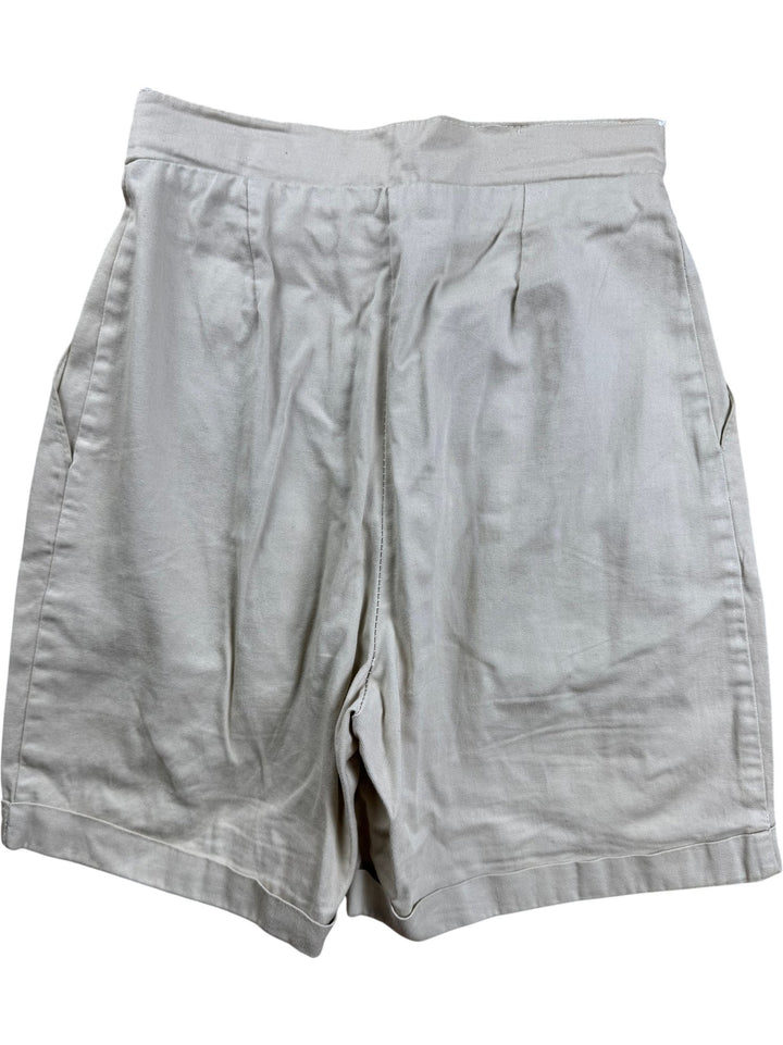 Rasputin Beige Button-Up Cotton Chino Shorts - W27 - Think Vintage ltd