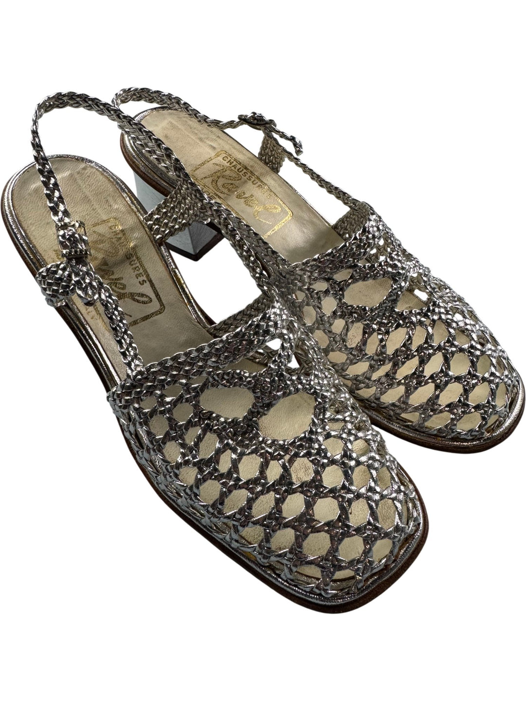 Ravel Silver Metallic Woven Sandals - 8 - Think Vintage ltd
