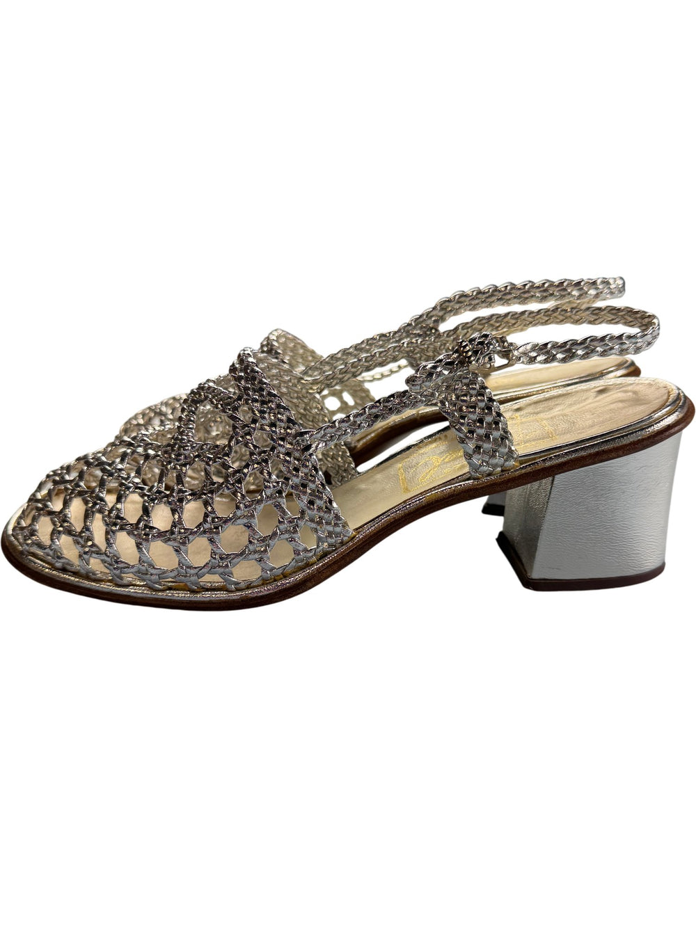 Ravel Silver Metallic Woven Sandals - 8 - Think Vintage ltd