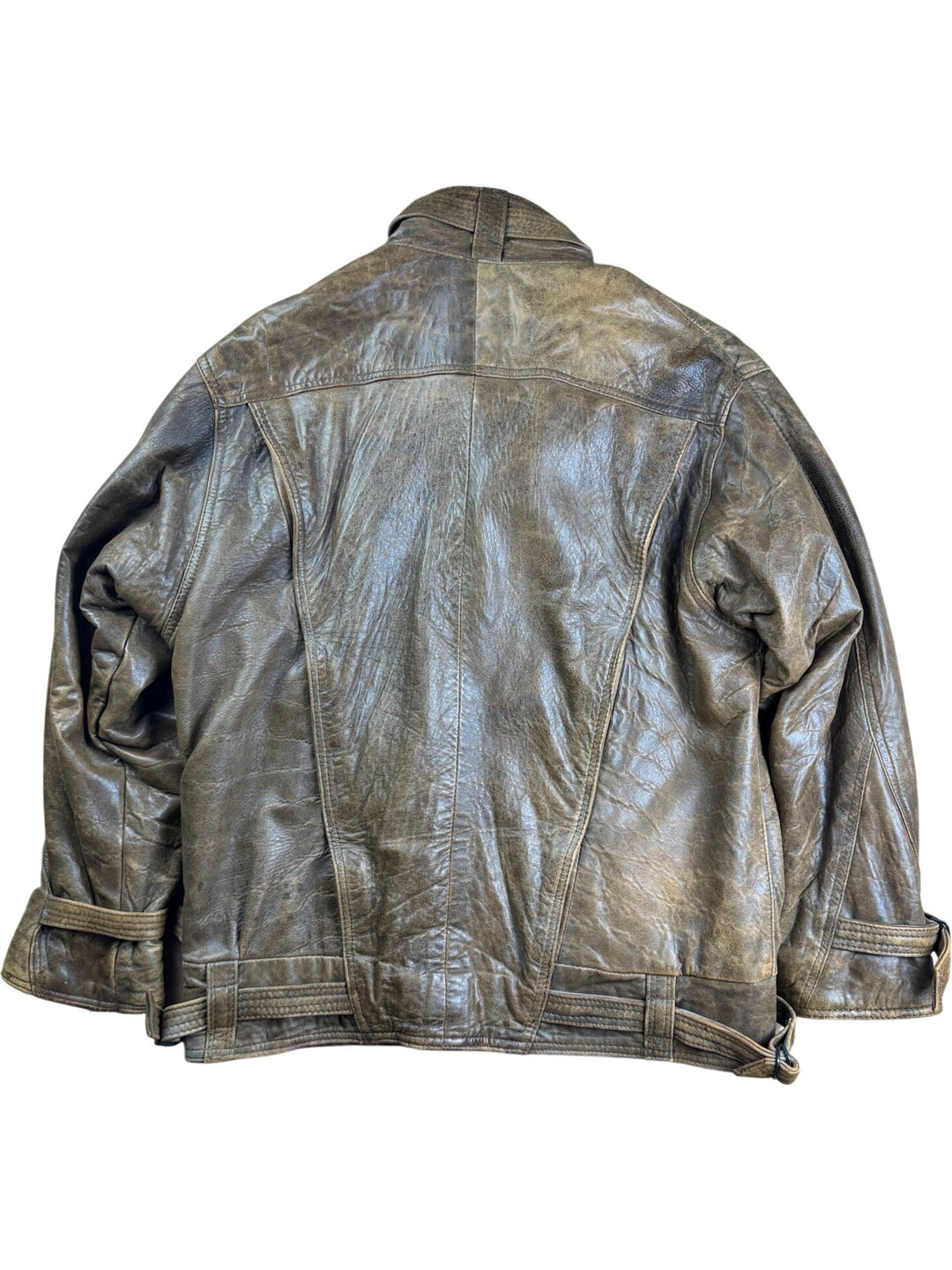 Real Leather Brown Bomber Jacket - XL