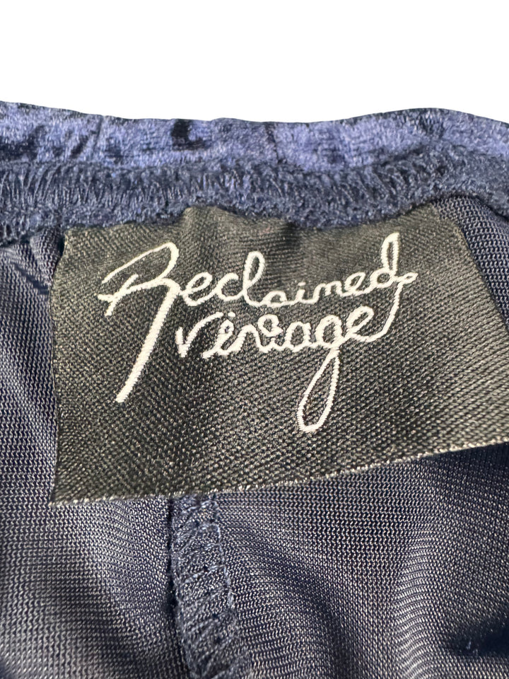 Reclaimed Velvet Puff Sleeve Dress - M - Think Vintage