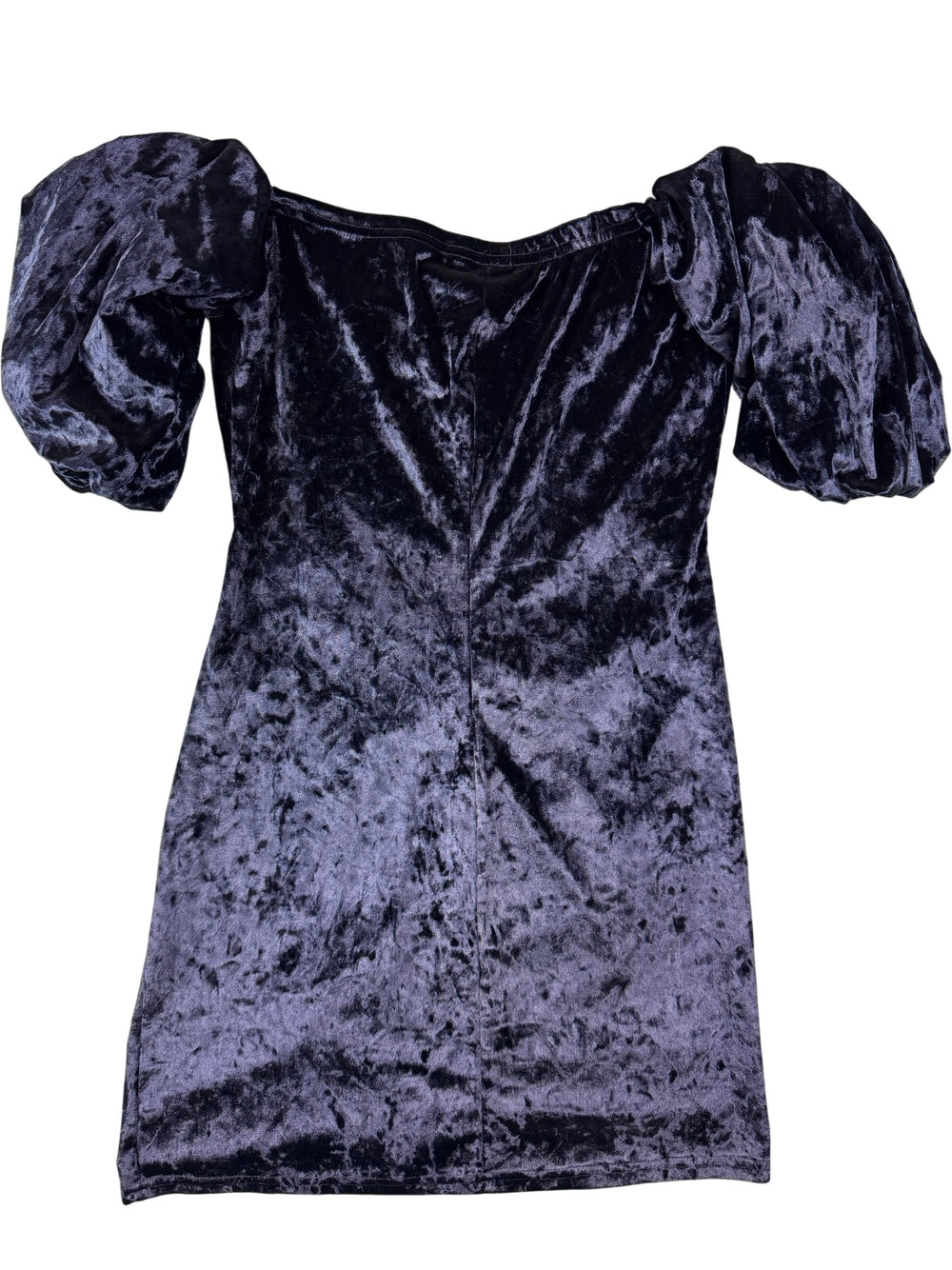 Reclaimed Velvet Puff Sleeve Dress - M - Think Vintage ltd