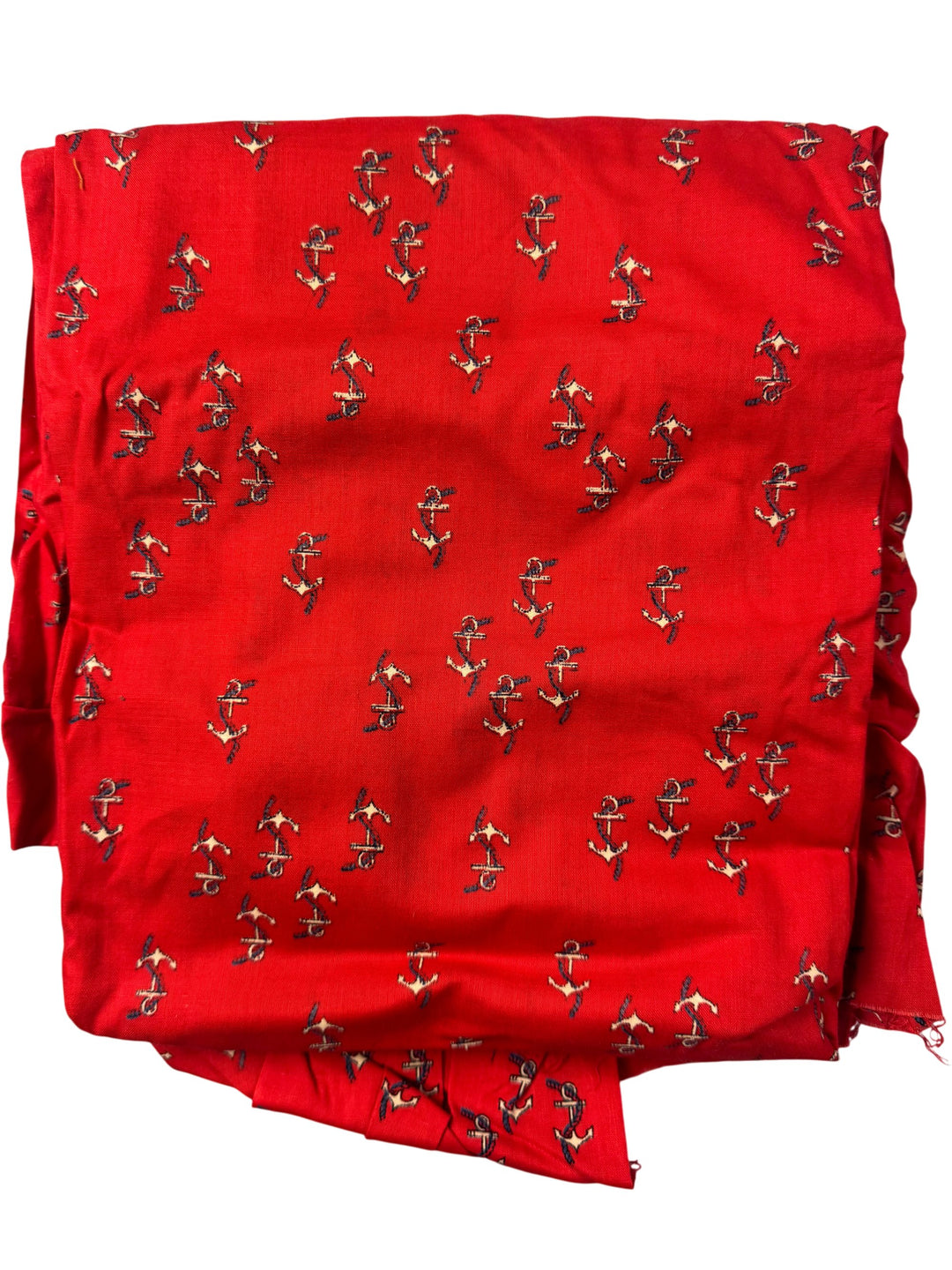 Red Anchor Patterned Cotton Fabric - Think Vintage ltd