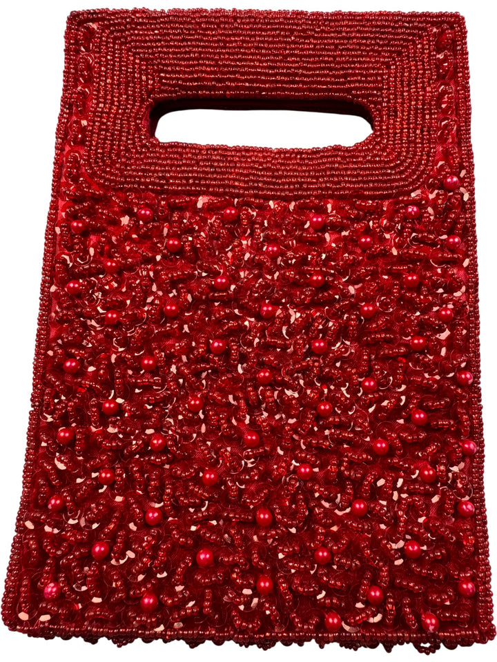 Red Beaded Clutch Bag - Think Vintage
