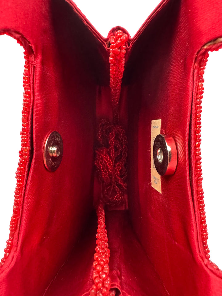 Red Beaded Clutch Bag - Think Vintage