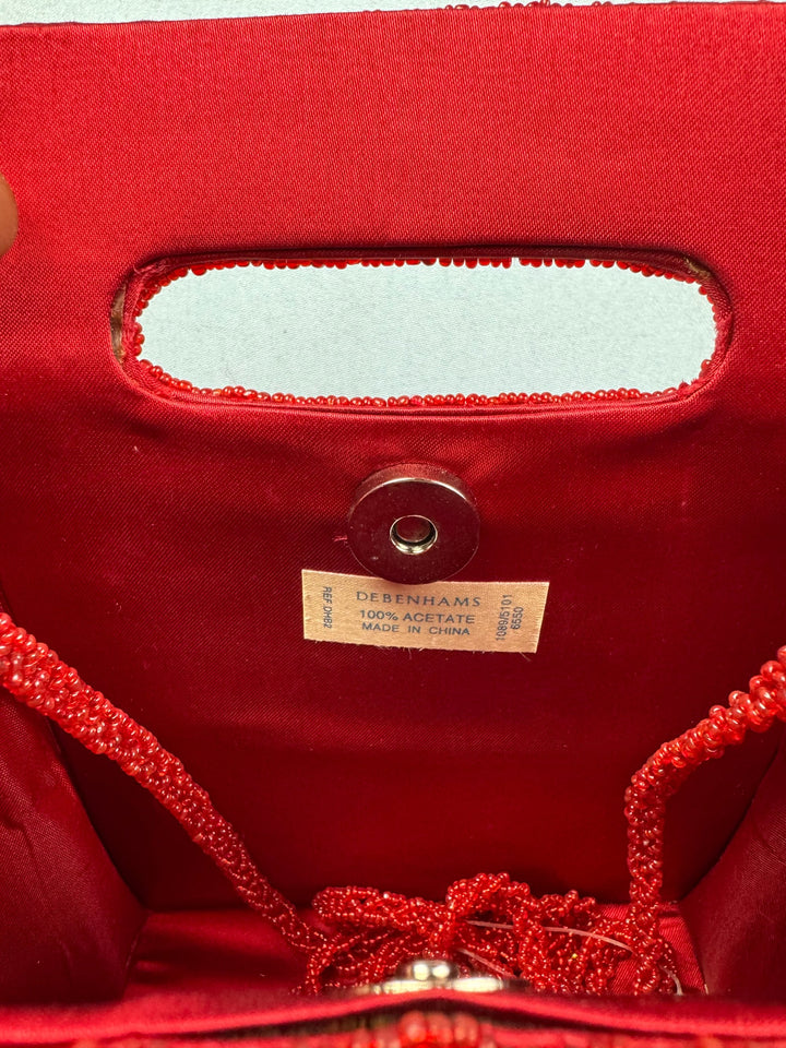 Red Beaded Clutch Bag - Think Vintage