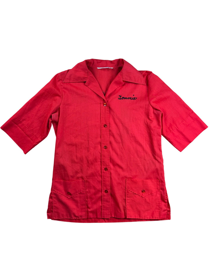 Red Bowling Shirt with Embroidered Name - M