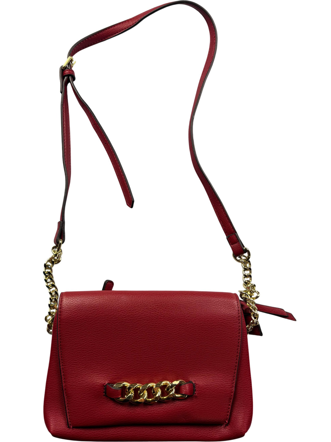 Red Dice Chain Accent Leather Handbag - Think Vintage Online Ltd
