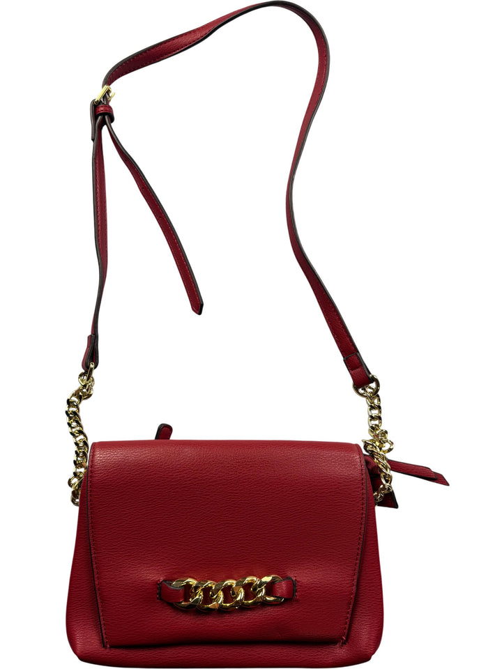 Red Dice Chain Accent Leather Handbag - Think Vintage Online Ltd