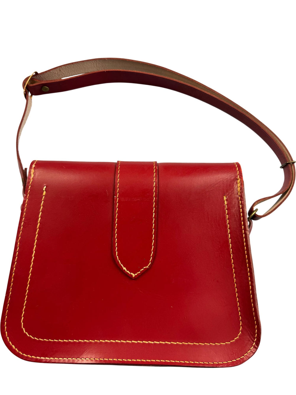 Red Leather Crossbody Bag - Think Vintage ltd