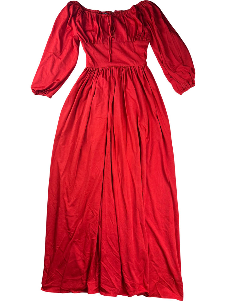 Red Maxi Dress by Sybil Zerker - S/M - Think Vintage ltd