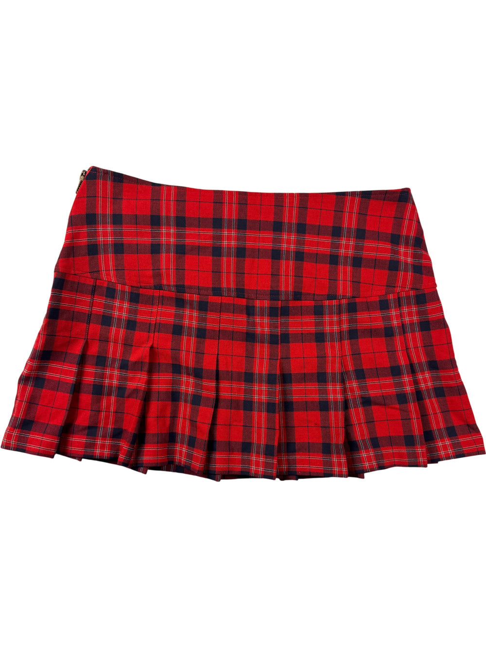 Red Plaid Pleated Skirt - S - Think Vintage Online Ltd