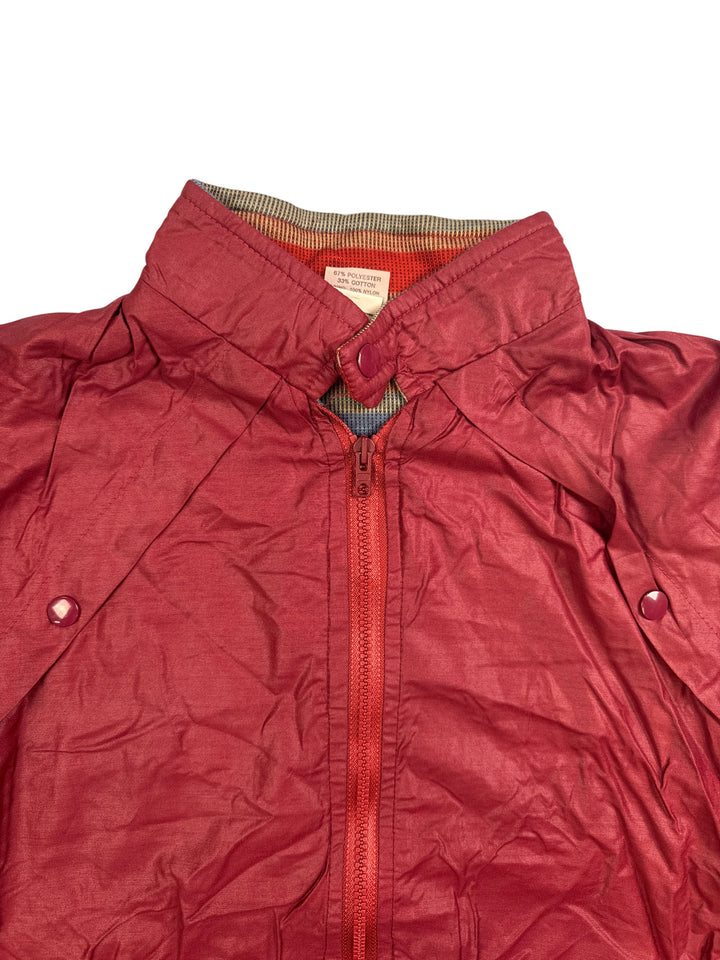 Red Polyester-Cotton Windbreaker Jacket - S - Think Vintage