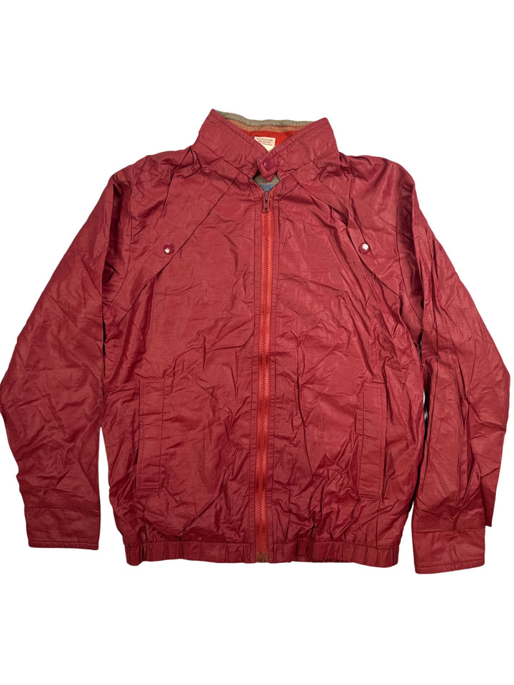 Red Polyester-Cotton Windbreaker Jacket - S - Think Vintage Online Ltd