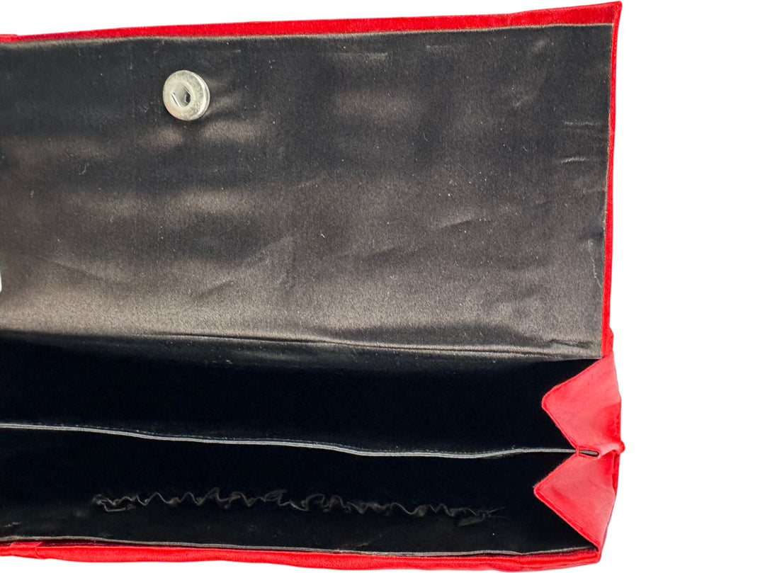 Red Satin Clutch Bag - Think Vintage ltd