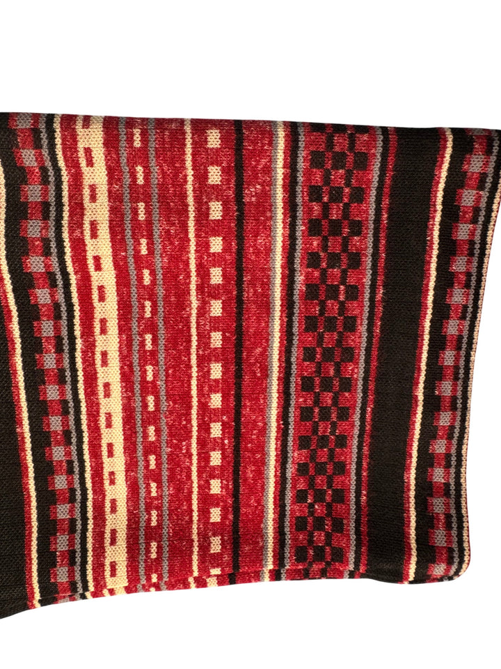 Red Tunic Dress with Patterned Sleeves - M - Think Vintage