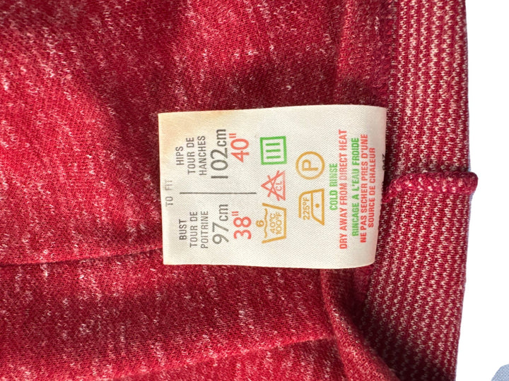 Red Tunic Dress with Patterned Sleeves - M - Think Vintage ltd