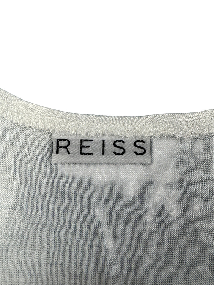 Reiss White Graphic Tank Top - S - Think Vintage ltd