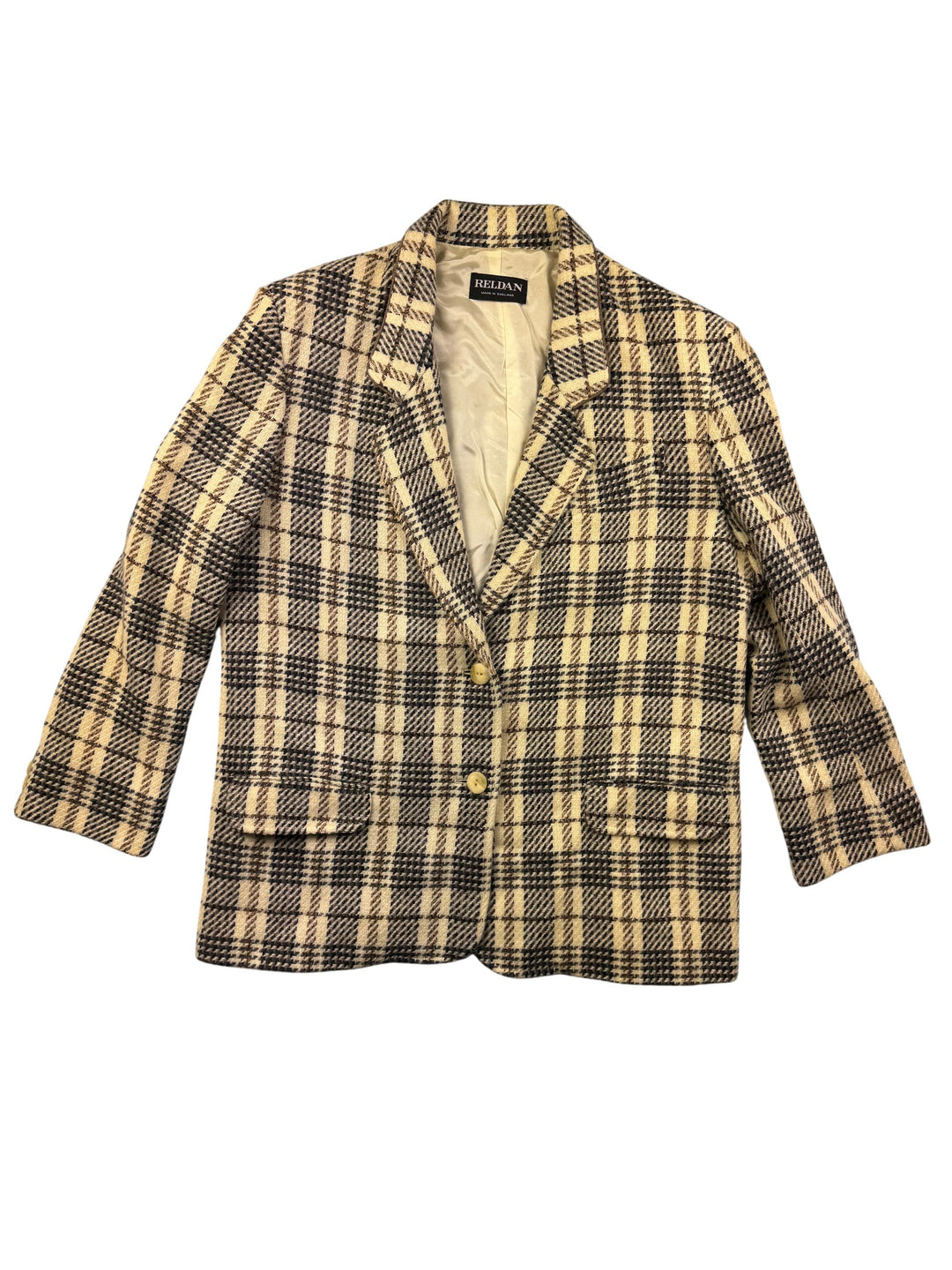 Reldan Pure New Wool Checked Skirt Suit - W30 - Think Vintage Online Ltd