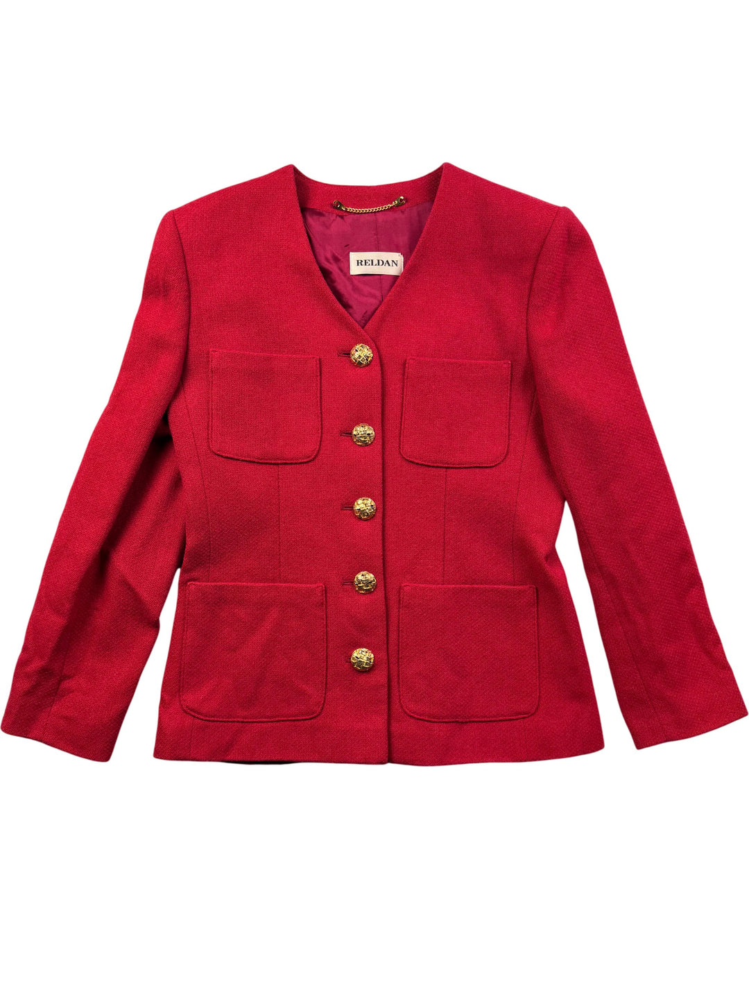 Reldan Red Wool Jacket - M - Think Vintage ltd