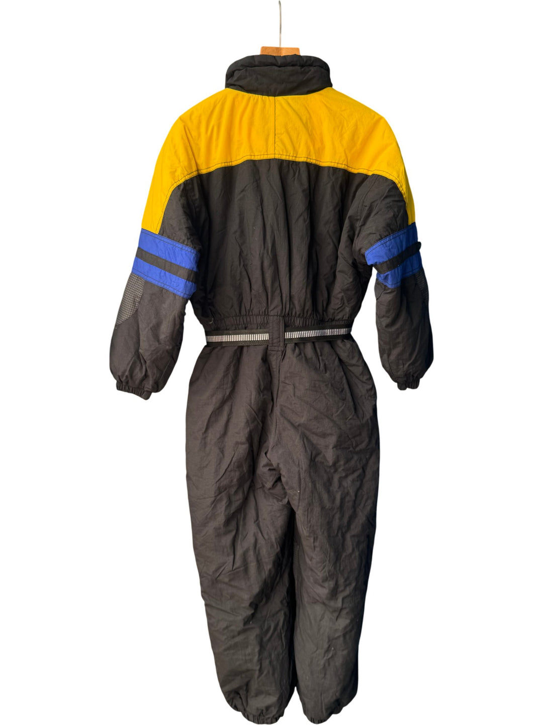 Retro Black and Yellow Ski Suit - M - Think Vintage ltd