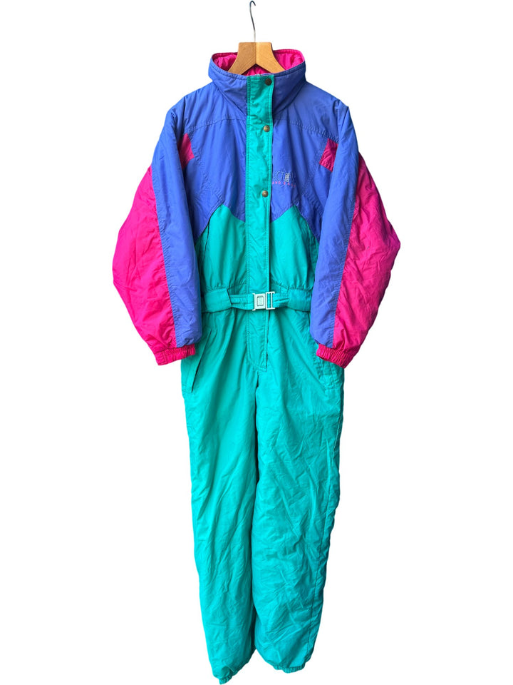 Retro Colour Block Ski Suit - M