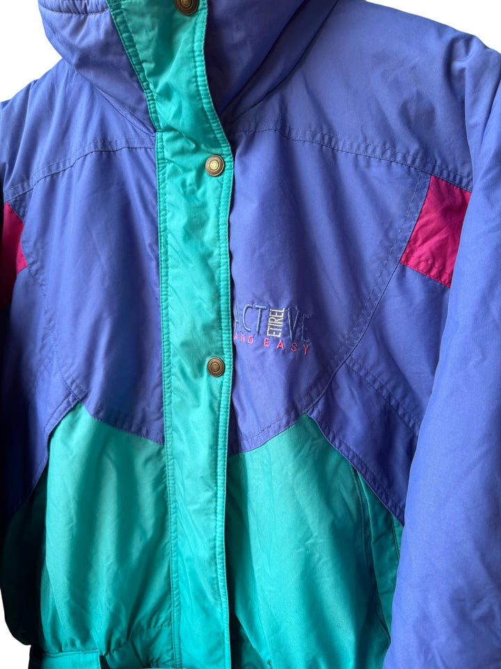 Retro Colour Block Ski Suit - M