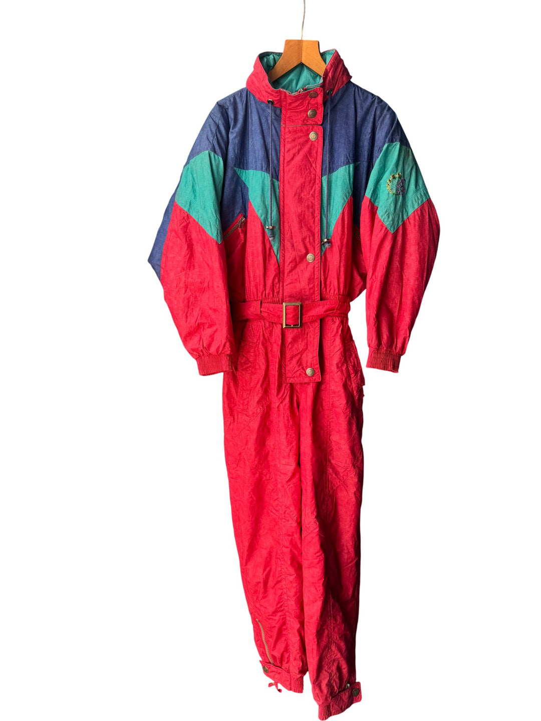 Retro Colourblock Snow Suit - M - Think Vintage ltd
