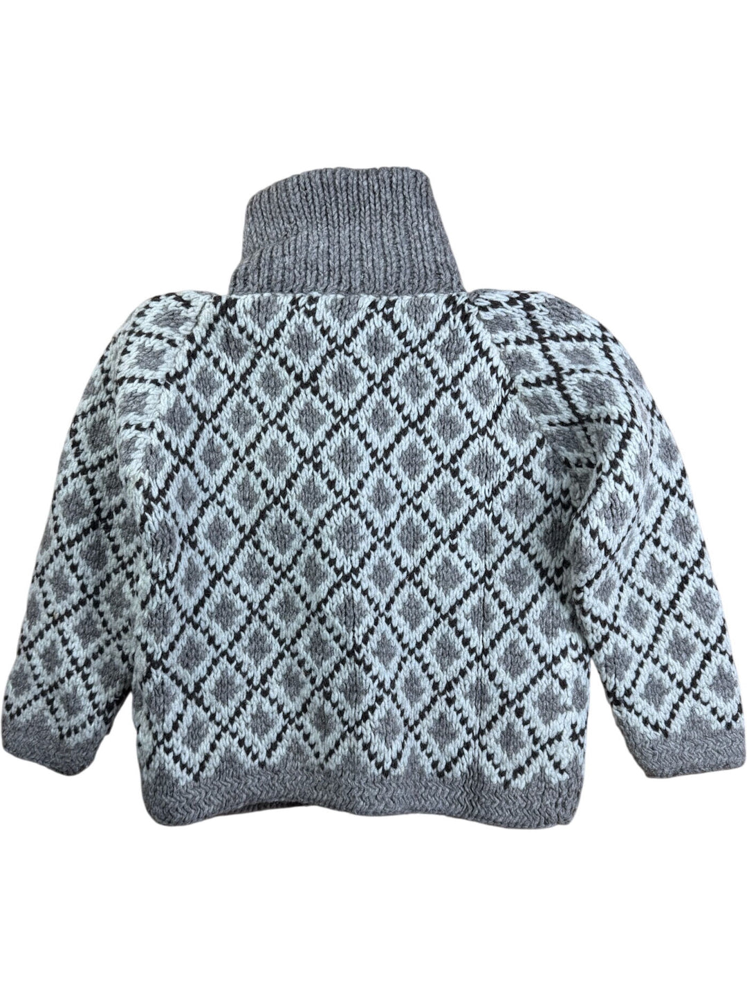 Retro Diamond Patterned Cardigan - L