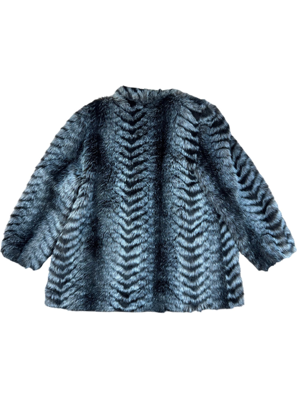 Retro Faux Fur Black & White Coat - M - Think Vintage ltd