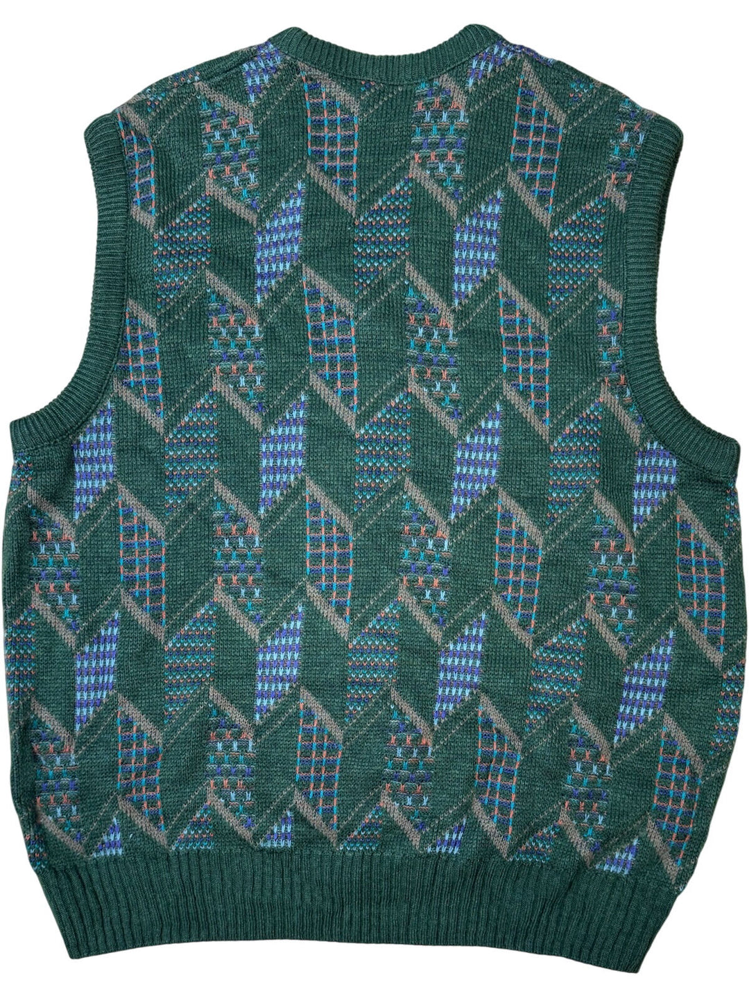 Retro Geometric Pattern V-Neck Sweater Vest - M