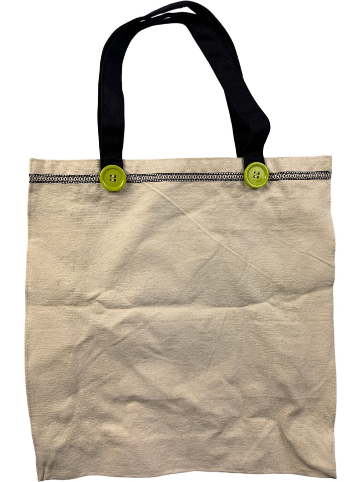 Retro Graphic Tote Bag with Button Detail