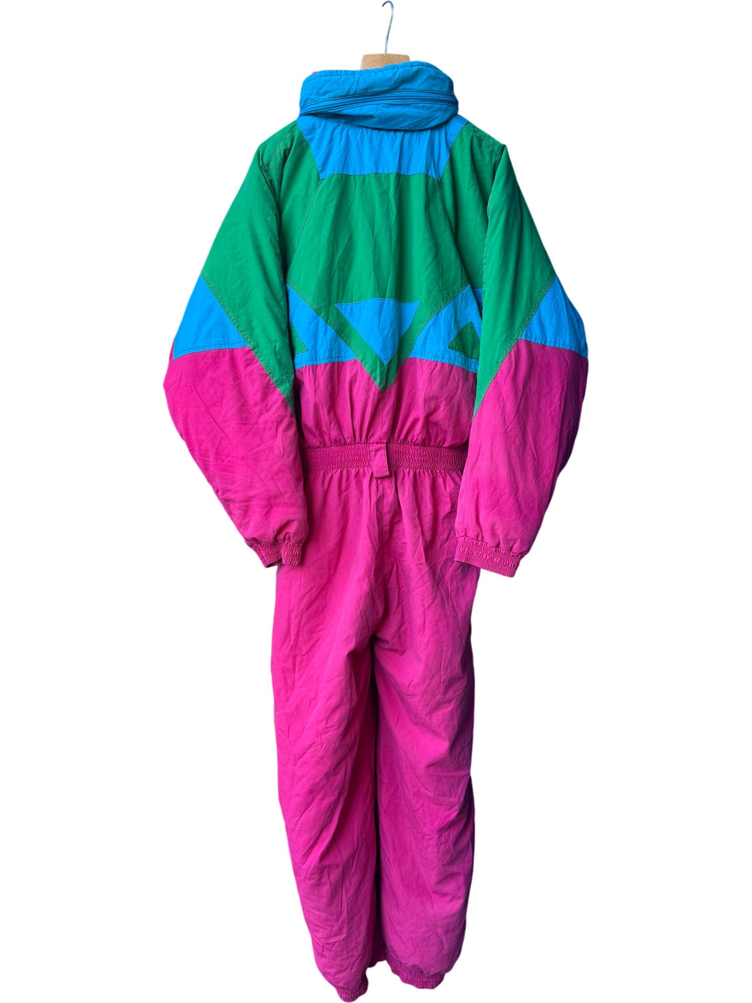 Retro Green and Pink One-Piece Snowsuit - M - Think Vintage ltd