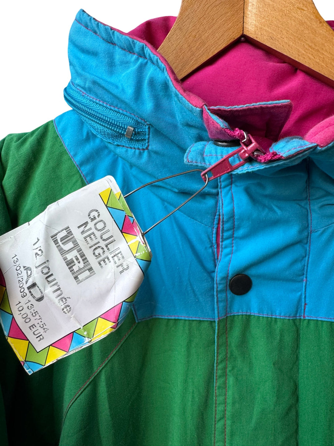 Retro Green and Pink One-Piece Snowsuit - M - Think Vintage ltd