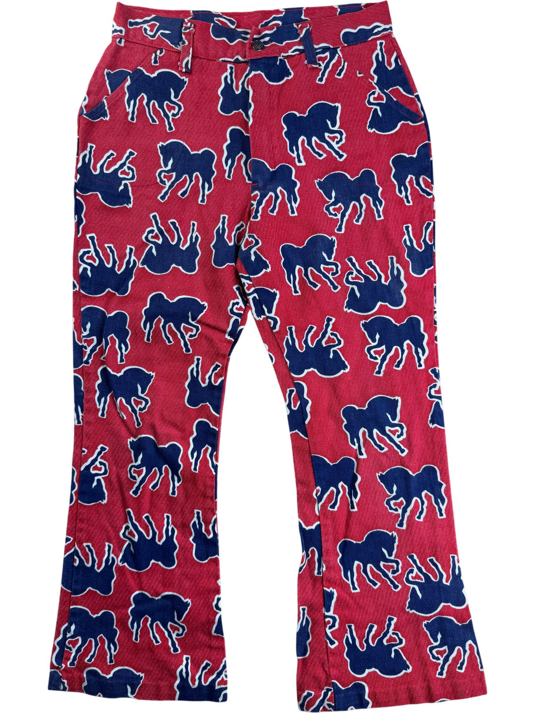 Retro Horse Patterned Capri Trousers - W27 - Think Vintage ltd