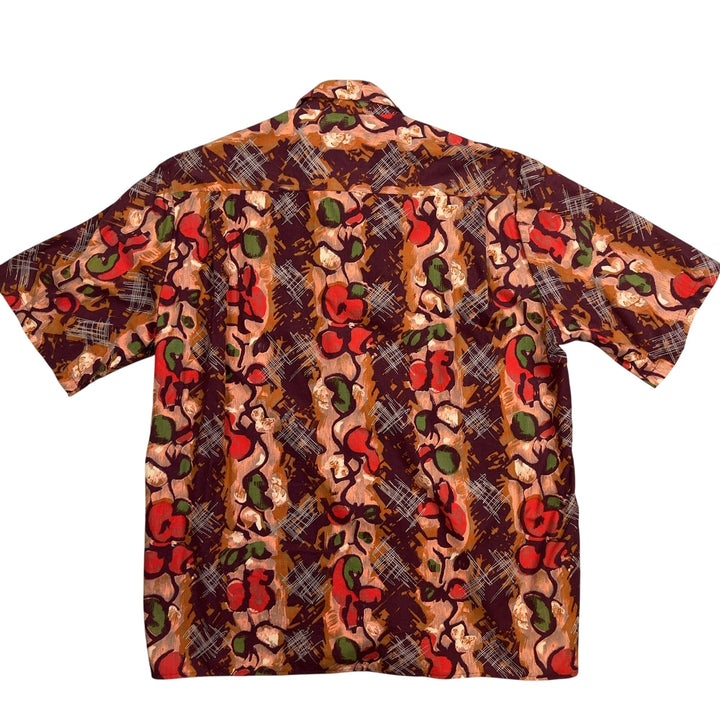 Retro Multicolour Abstract Patterned Short Sleeve Shirt - M - Think Vintage