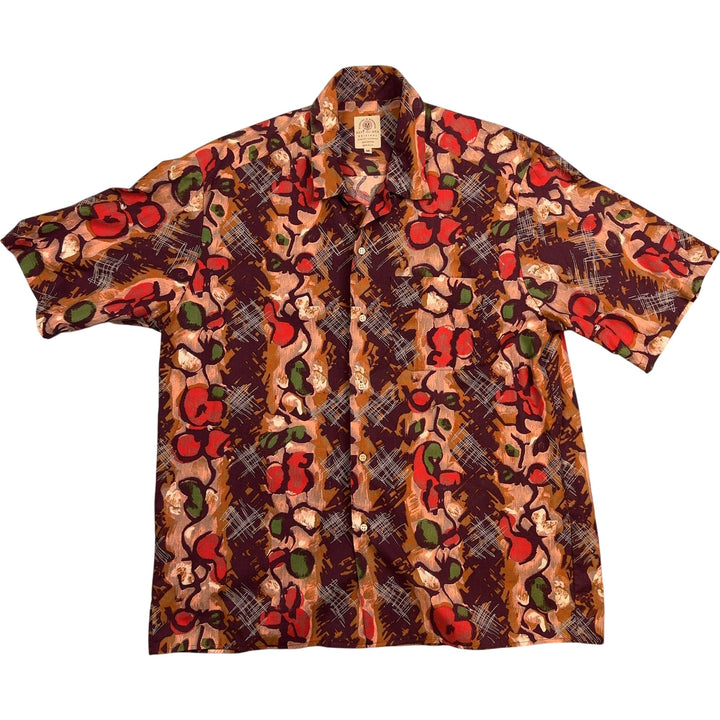 Retro Multicolour Abstract Patterned Short Sleeve Shirt - M - Think Vintage ltd
