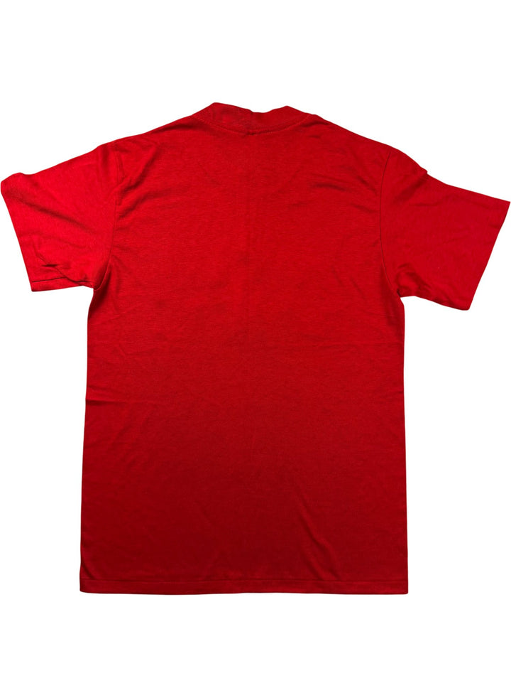 Retro Red T-Shirt with Slogan Print - M - Think Vintage ltd