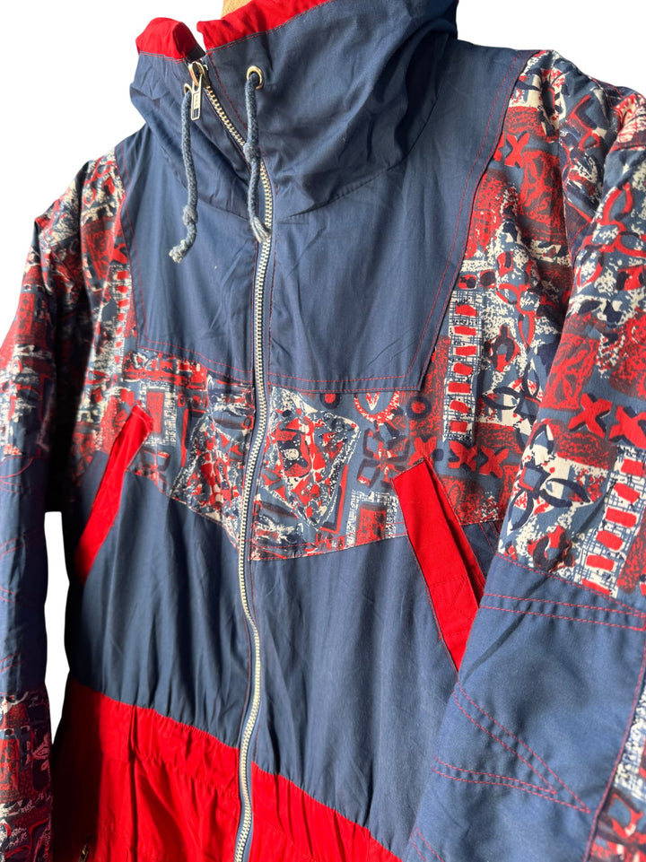 Retro Red and Blue Patterned Ski Suit - M - Think Vintage ltd