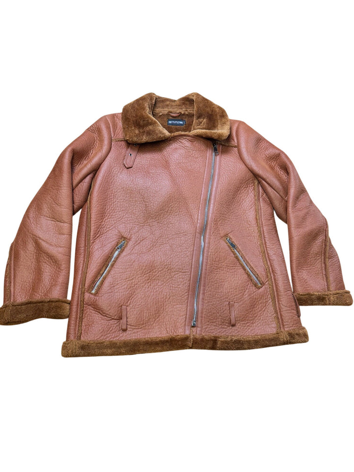 Retroline Faux Leather Jacket With Faux Fur - M