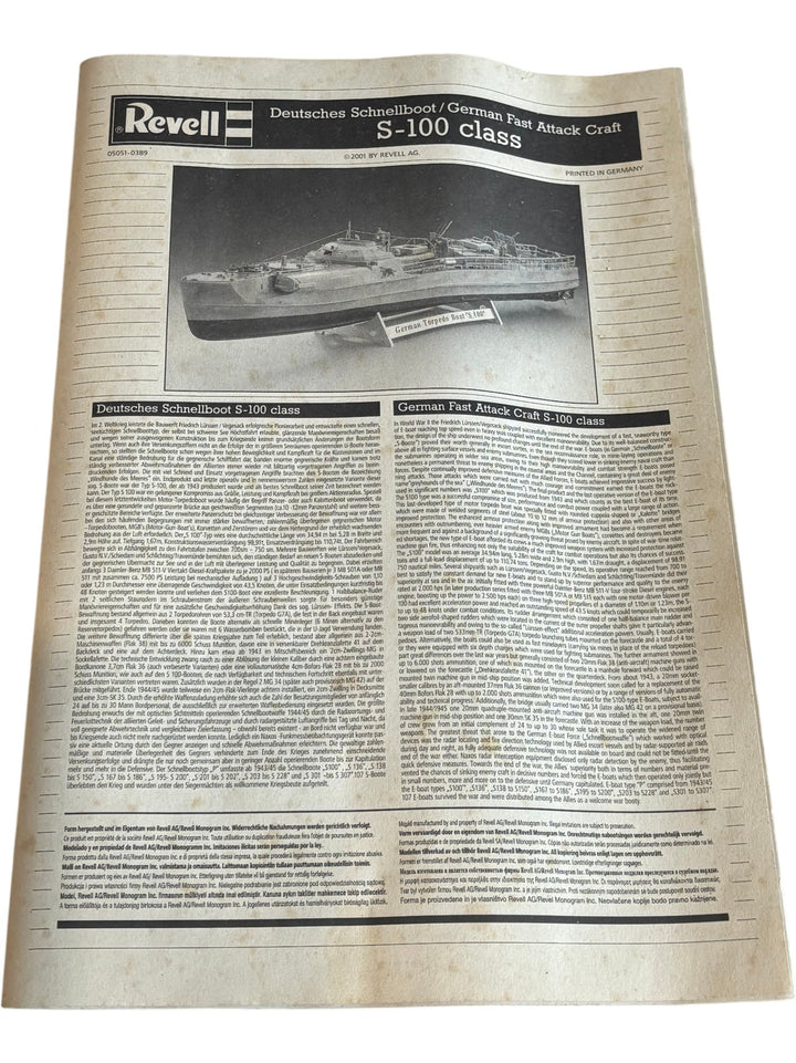 Revell Deutsches Schnellboot S-100 Class German Fast Attack Craft 1:72 Scale - Think Vintage ltd