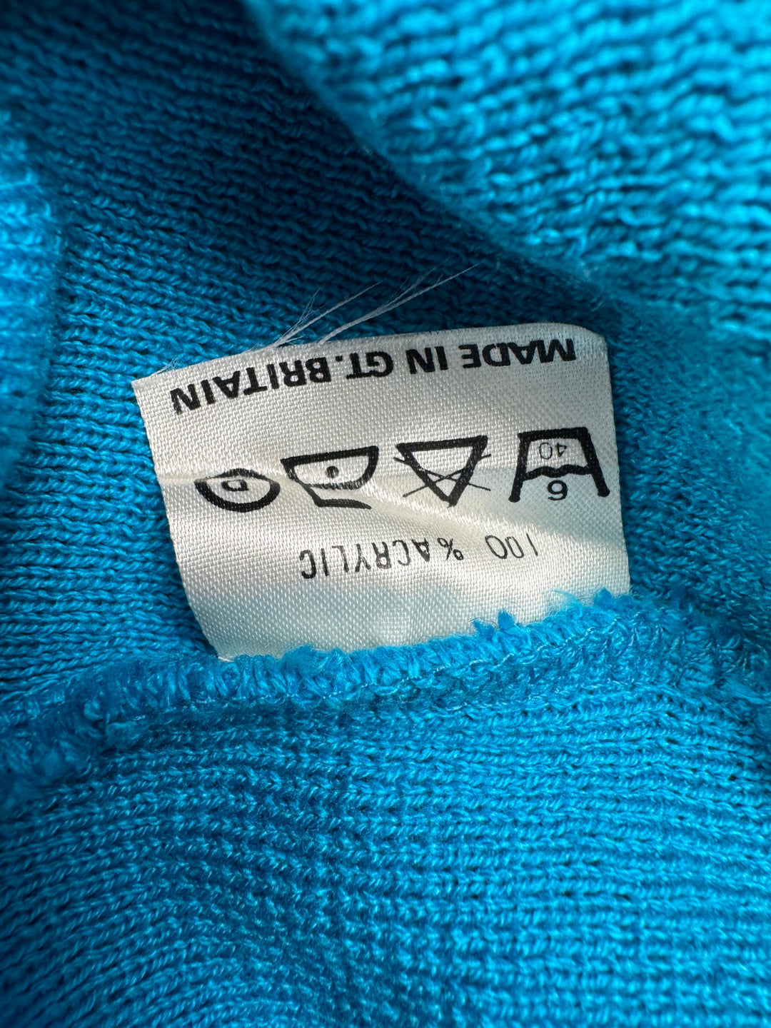 Rich Boy Blue Knit Long Sleeved Polo - M - Think Vintage ltd