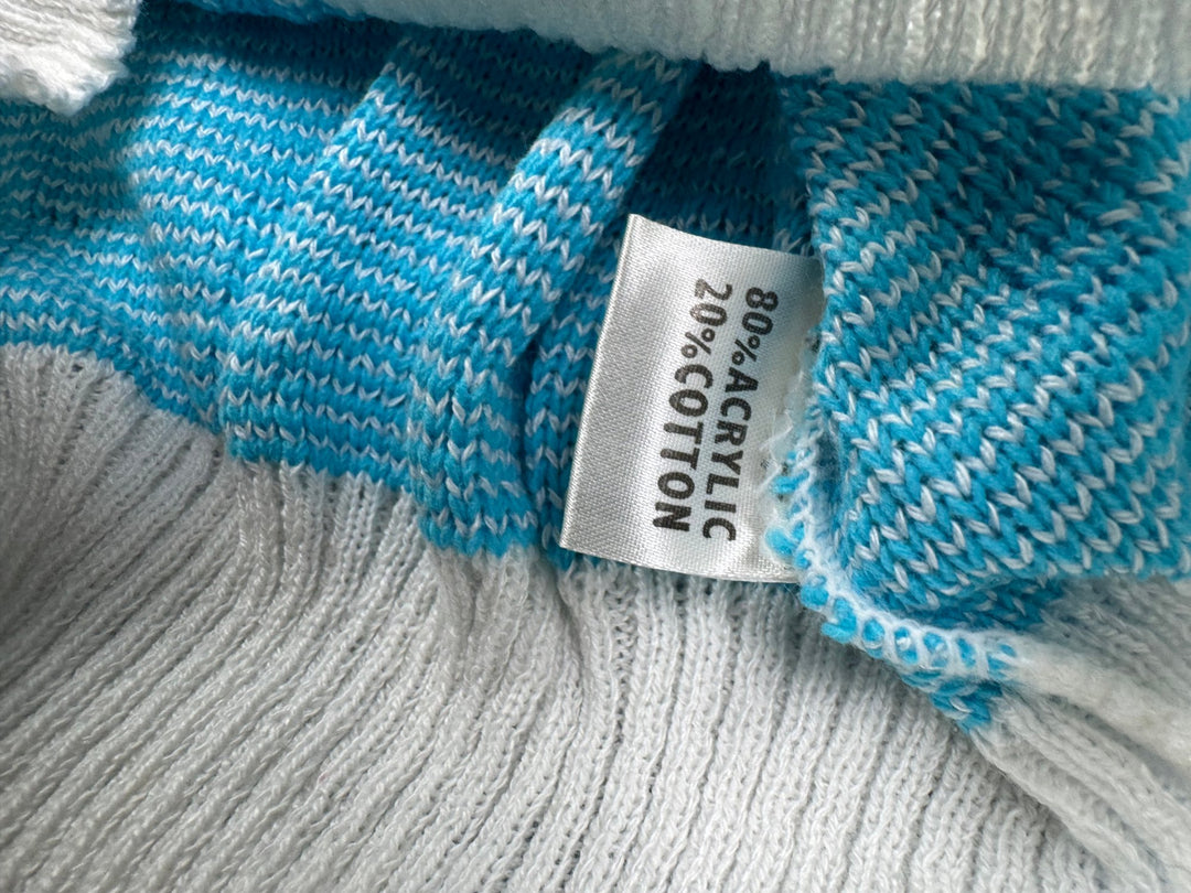 Rich Boy Blue Patterned Sweater - L - Think Vintage Online Ltd