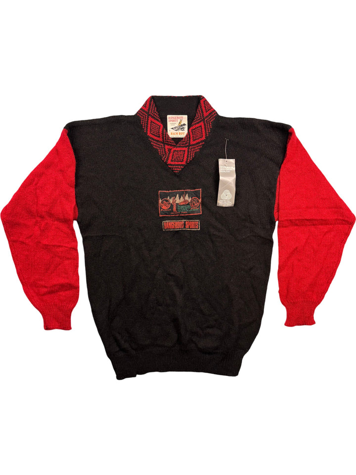 Rich Boy Dangerous Sports Wool Sweater - M - Think Vintage