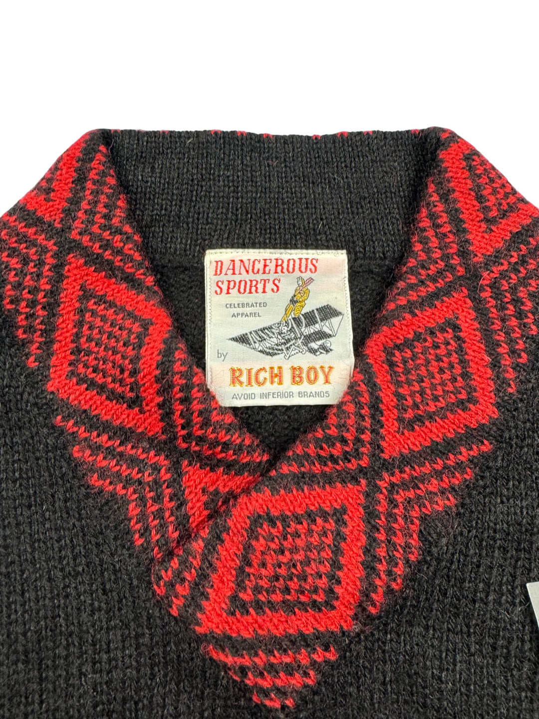 Rich Boy Dangerous Sports Wool Sweater - M - Think Vintage Online Ltd