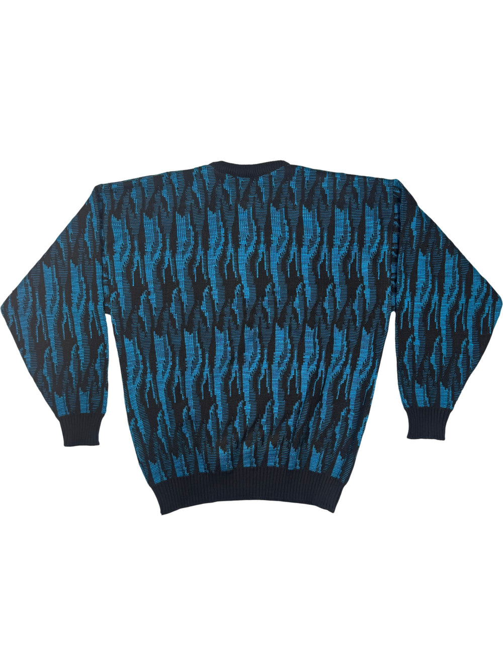 Rich Boy Graphic Pattern Knit Sweater - M - Think Vintage